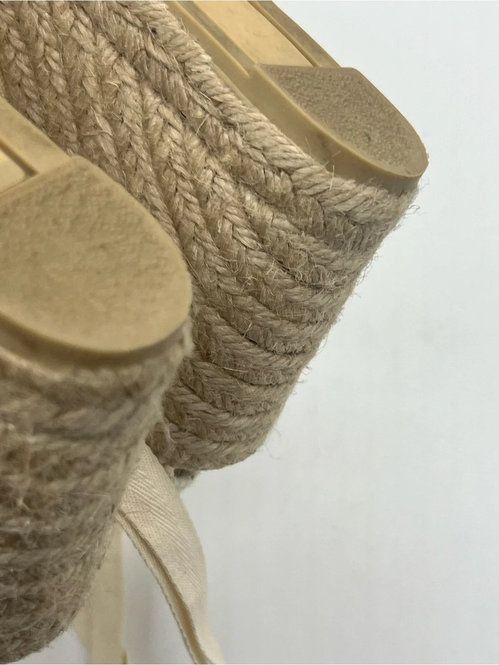 Castaner Cream Canvas Espadrille Wedge Sandals with Ankle Ties